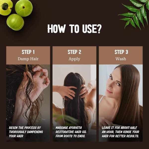 Restorative Hair Oil - Amla for Strengthening & Neem for Preventing Dryness and Dandruff - For Dry, Damaged Hair Growth - For Men & Women - 2 fl oz - Image 7