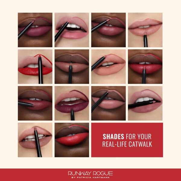 Runway Rogue Designer Liner Lip Pencil, Matte Soft Mocha Lip Liner Pencil and Lip Liner Sharpener, ‘Trendsetter’ - Image 7