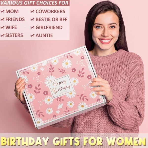 Birthday Gifts for Women Friendship, Unique Happy Birthday Gifts Basket for Mom Her Best Friend Sister Wife Girlfriend Coworker, Luxury Self Care Box Rose Relaxing Spa Gifts Set for Women with Blanket - Image 4