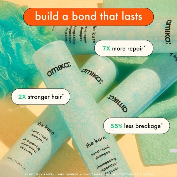 amika the kure bond repair shampoo & conditioner, 275ml each - Image 4