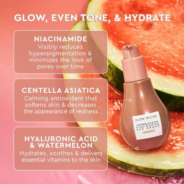 Glow Recipe Hue Drops Tinted Face Serum - Bronzing Drops to Brighten & Hydrate - Skincare Makeup Primer & Liquid Highlighter to Blur Pores for a Radiant, Even Skin Tone - Sunglow (40ml) - Image 6