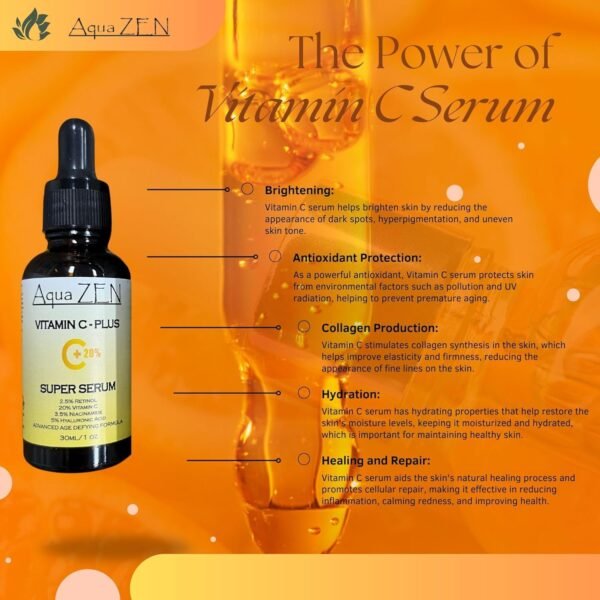 Vitamin C Plus Face Serum | Premium Ingredients 20% Vitamin C, Retinol, Hyaluronic Acid, Niacinamide, & More - Potent Anti Aging, Brightening, Hydrating, Evens Skin Tone, & Dark Spot Remover - Image 4