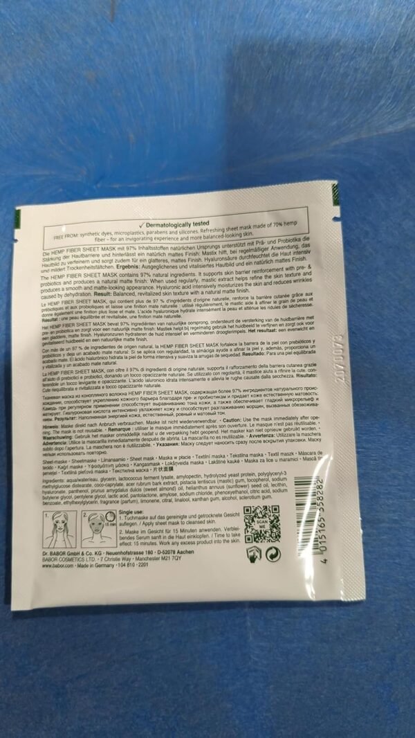 BABOR DOCTOR Hemp Fiber Balancing Face Mask, Spa Face Mask for Balancing Skin Tone Mask Sheet, Moisturizing Sheet Mask, Spa Day Essentials - Image 8