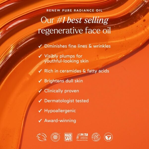 True Botanicals Renew Pure Radiance Oil | All Skin Types | Anti-Aging Face Oil w/Algae Extract | Treats Fine Lines & Wrinkles | Dermatologist Tested, All Natural, Vegan | 1 fl oz | 30 ml - Image 5