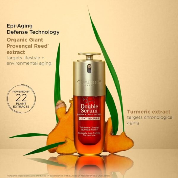 Clarins NEW Double Serum Light | Anti Aging Serum | Visibly Firms, Smoothes, Boosts Radiance and Refines Pores | 24H Hydration | Light Texture | Great for Combination to Oily Skin and Humid Climates - Image 5