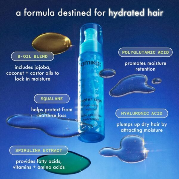 amika. water sign hydrating hair oil with hyaluronic acid - Image 6