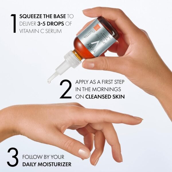 Vichy LiftActiv Vitamin C Serum For Face, Brightening Serum With Pure Vitamin C + Hyaluronic Acid + Vitamin E, Reduces Fine Lines, Smooths Skin Texture, Improves Radiance, Anti Aging - Image 8