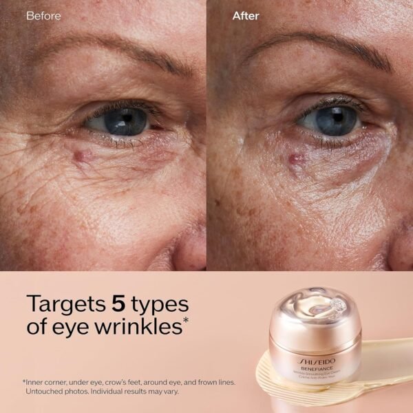 Shiseido Benefiance Wrinkle Smoothing Eye Cream - 15 mL - Visibly Improves Five Types of Eye Wrinkles, Dark Circles & Puffiness - 48-HR Hydration - All Skin Types - Non-Comedogenic - Image 6