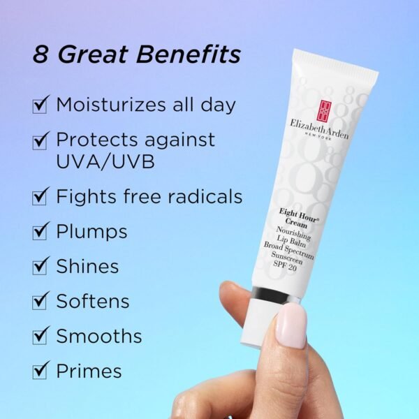 Elizabeth Arden Eight Hour Cream Nourishing Lip Balm, SPF 20 Sunscreen Balm, Moisturizer for Chapped Lips with Shea Butter & Vitamin E, 0.5 fl oz - Image 7