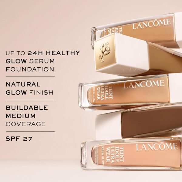 Lancôme Teint Idôle Ultra Wear Care & Glow Foundation for Up to 24H Healthy Glow - SPF27 - Medium Buildable Coverage & Natural Glow Finish - Image 4