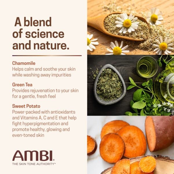 Ambi Even & Clear Complexion Facial Cleanser, For Men & Women, All Skin Types, Sweet Potato, Chamomile, Green Tea, Hydroquinone-free, Soap-free, Alcohol-free, Fragrance-free, Dye-free, 3.5 Fl Oz - Image 6