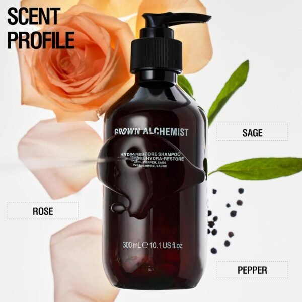 Grown Alchemist Hydra-Restore Rose Black Pepper & Sage Gentle+Moisturizing Daily Shampoo, 300mL - Image 3