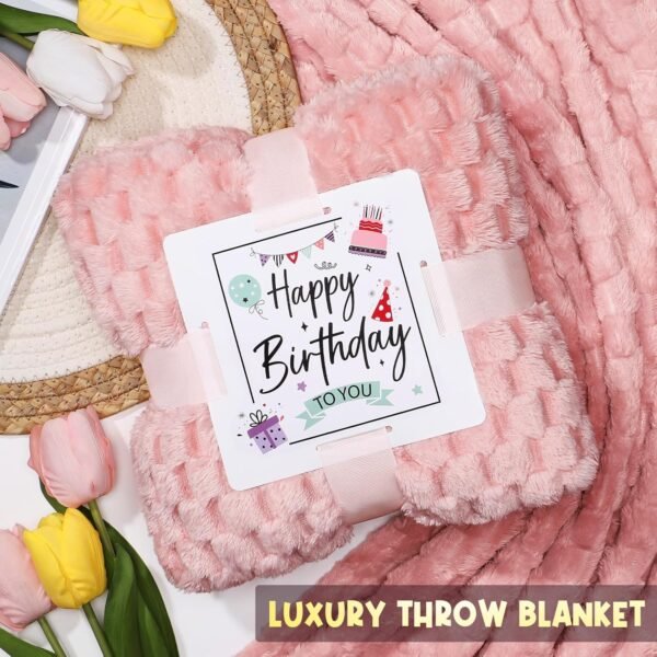 Birthday Gifts for Women Friendship, Unique Happy Birthday Gifts Basket for Mom Her Best Friend Sister Wife Girlfriend Coworker, Luxury Self Care Box Rose Relaxing Spa Gifts Set for Women with Blanket - Image 5