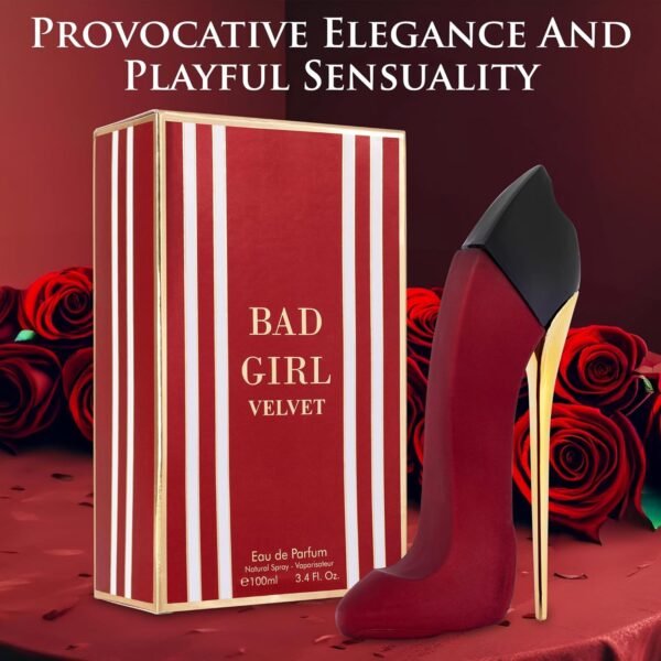 Bad Girl Velvet for Women Eau De Parfum 3.4 fl Oz- Sweet, Warm & Powdery Tone - Combination of Tonka Bean, Vanilla & Praline - Free of Paraben, Vegan & Cruelty-Free - Elegant 100ml bottle - Image 5