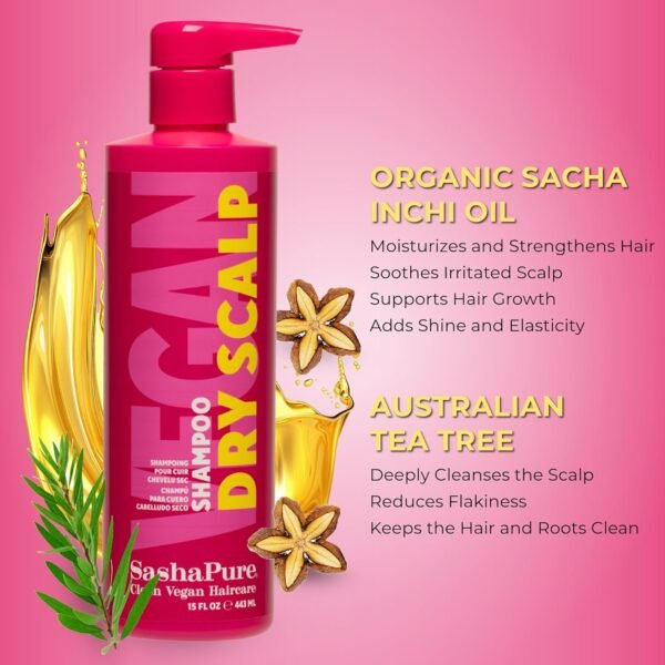 Dry Scalp Shampoo with Organic Sacha Inchi Oil, Deep Cleansing & Scalp Moisturizing, Soothes & Calms Irritated Scalp, Sulfate-Free 15 Fl Oz - Image 6