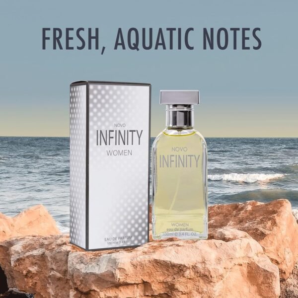 Novo Infinity for Women - 3.4 Fluid Ounce Eau De Parfum Spray Refreshing Mix of Citrus Floral & Musk Fragrances Smell Fresh All Day Long Lovely Gift Occasions - Image 4