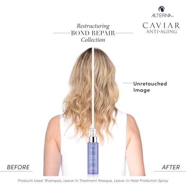 Alterna Haircare CAVIAR Anti-Aging Restructuring Bond Repair Leave-in Heat Protection Spray 4.2 Fl Oz | Strengthens and Protects Damaged Hair - Image 6