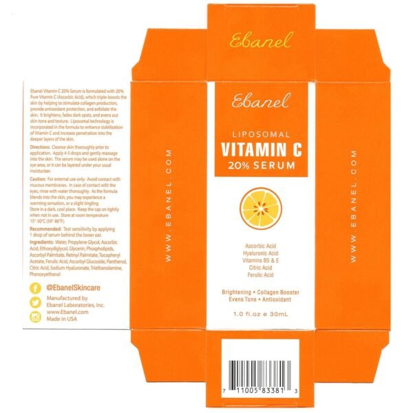 Ebanel Vitamin C Serum for Face with Ferulic Acid, Retinol, Vitamin B5 & E, Antioxidant Brightening Serum, Dark Spot Remover for Face, Anti-Aging Facial Skin Care for Day and Night - Image 8