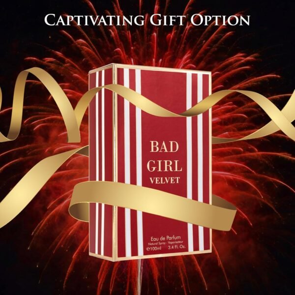 Bad Girl Velvet for Women Eau De Parfum 3.4 fl Oz- Sweet, Warm & Powdery Tone - Combination of Tonka Bean, Vanilla & Praline - Free of Paraben, Vegan & Cruelty-Free - Elegant 100ml bottle - Image 8