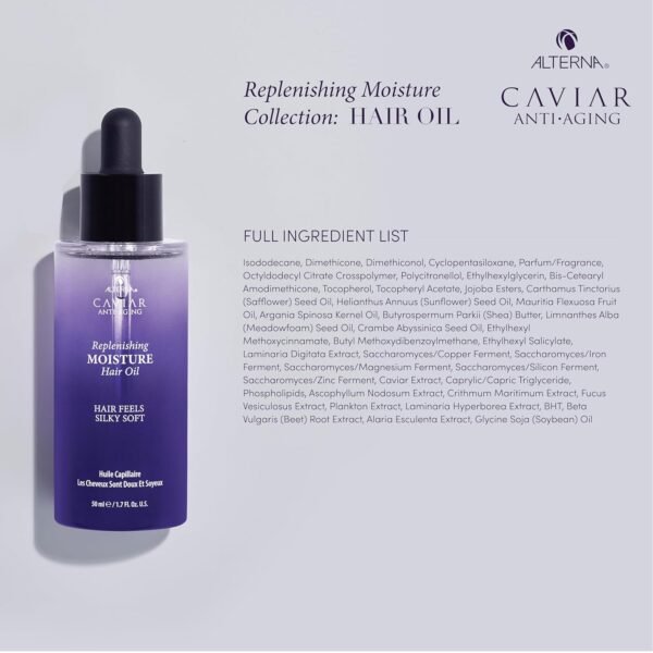 Alterna Haircare CAVIAR Anti-Aging Replenishing Moisture Hair Oil 1.7 oz | Lightweight, Revives and Nourishes Hair | Increased Shine and Softness | Heat Protectant and Frizz Control - Image 3