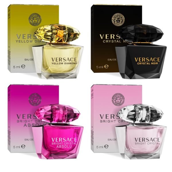 Versace Perfume for Women Set of 4 Mini, Bright Crystal, Yellow Diamond, Crystal Noir, Bright Crystal Absolu, Perfume for Women Fragrance Sampler Set Designer Womens Samples (4 Count, 0.17 oz) - Image 2