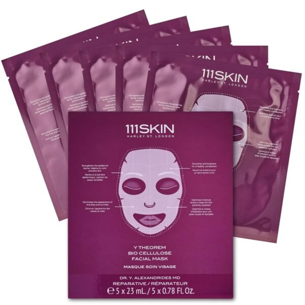 111SKIN Y Theorem Bio Cellulose Facial Mask for All Skin Types, Hydrating Face Mask with NAC Y2, Ectoin & Centella Asiatica, Enhances Skin Elasticity, Skincare Sheet Masks for Self Care, 5x 0.78 fl oz - Image 2