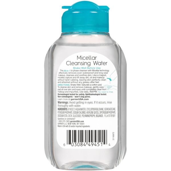Garnier SkinActive Micellar Cleansing Water, For Waterproof Makeup, 3.4 Fl Oz - Image 3