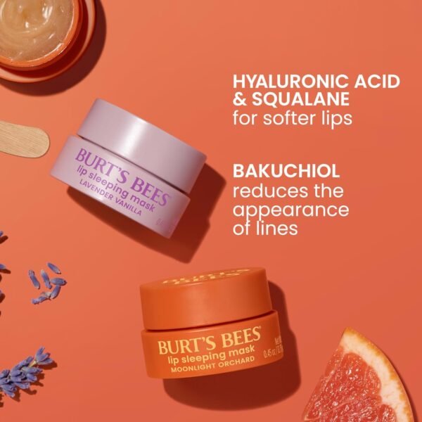 Burt’s Bees Lavender Vanilla Lip Sleeping Mask, With Hyaluronic Acid and Squalane Moisturizer To Instantly Hydrate Lips, Overnight Mask and Treatment, 0.45 oz. - Image 4
