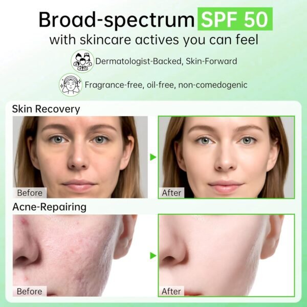 Tinted Sunscreen for Face & Body – Madagascar Centella SPF 50+, Mineral with Tinted Moisturizer, Hyaluronic Acid & Niacinamide, Lightweight Korean Skin Care Sunblock, 50ml - Image 5