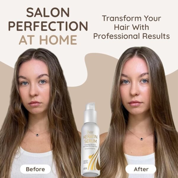 VITAMINS hair cosmetics Keratin Protein Hair Serum - Anti Frizz Control Hair Oil Repair Treatment - Gloss Shine & Heat Protectant for Frizzy Dry Damaged Locks - Image 3