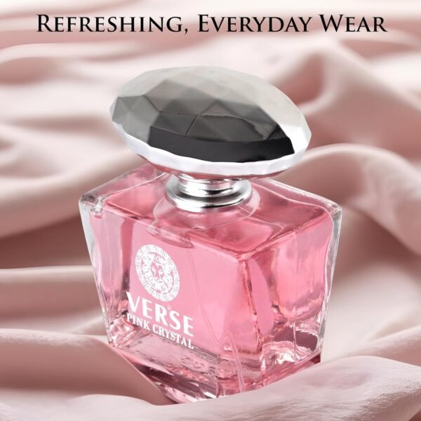 Verse Pink Crystal Eau De Parfum for Woman - Top Notes of Pomegranate, Yuzu & Iced Accord - Base Notes of Peony, Lotus, Magnolia, Amber, Musk & Mahogany - Floral & Fruity Scent - Elegant 100ml Bottle - Image 5