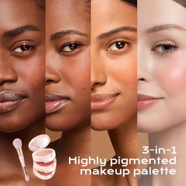 Color Nymph 3 Colors Contour Blush Highlighter Makeup Palette | 3-IN-1 Multi-Colored Shimmer & Matte Long-Lasting Travel-Friendly Make up Kit, Includes Brush & Mirror | Stacked Makeup Design (Purple) - Image 8