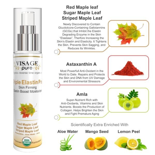 Triple Elastin Pro - Skin Firming Elastin Boost Moisturizer Cream - Contains GCGs That Increases the Skin's Elastin and Elasticity - USDA Organic-Physician Formulated-Research Supported - Image 3