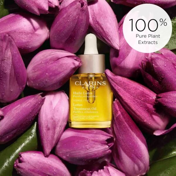 Clarins Lotus Face Oil Treatment | Hydrates, Tones and Balances Skin | Visibly Tightens Pores | Minimizes Fine Lines |Skin Is Immediately Velvety*|100% Natural Plant Extracts |Oily To Combination Skin - Image 6