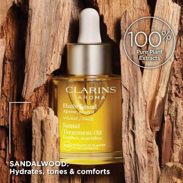 Clarins Santal Face Oil Treatment | Hydrates, Smoothes and Comforts Skin |Calms Redness and Irritations|Visibly Minimizes Fine Lines|Skin Is Immediately Soft*|100% Natural Plant Extracts|Dry Skin Type - Image 4