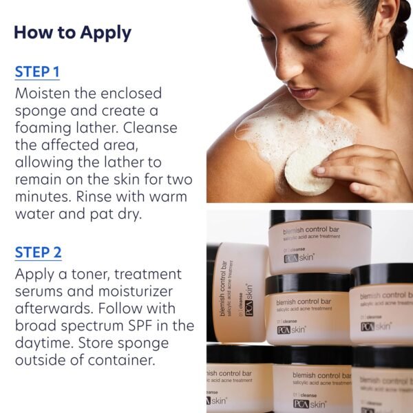 PCA SKIN Blemish Control Cleanser Bar - Face & Body Wash with Glycerin & 2% Salicylic Acid Treatment for Oily, Combination & Acne Prone Skin (3.2 oz) - Image 6