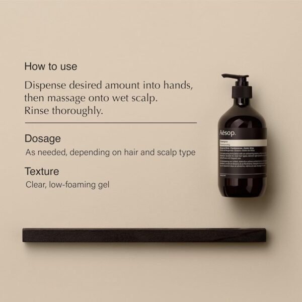 Aesop Shampoo | Soften Hair, Restore Shine | Bergamot Rind, Frankincense, Cedar Atlas | 16.9 oz / 500mL - Image 3