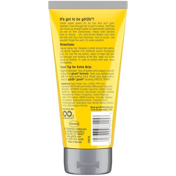 Got2B Glued Styling Spiking Hair Gel 2 - 6 oz tubes + 1 Travel 1.25 oz tube - Image 6
