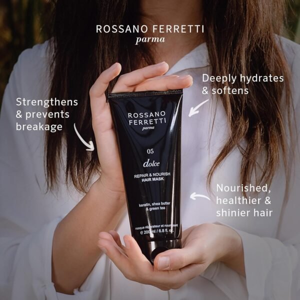Dolce Nourishing Mask, Hydrates Dry, Damaged Hair with Hyaluronic Acid | Silky, Soft, Shiny | Paraben Free, Luxury, Vegan | 6.8 Fl Oz - Image 3