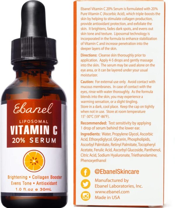 Ebanel Vitamin C Serum for Face with Ferulic Acid, Retinol, Vitamin B5 & E, Antioxidant Brightening Serum, Dark Spot Remover for Face, Anti-Aging Facial Skin Care for Day and Night - Image 9