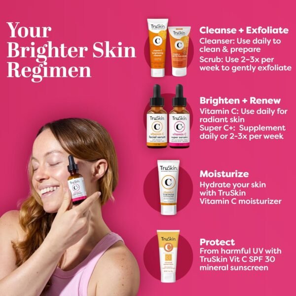 TruSkin Vitamin C Super Serum - Niacinamide, Retinol, Hyaluronic & Salicylic Acid - All-in-One Anti Aging Serum for Face – Improve Appearance of Dark Spots, Firmness for Brighter Looking Skin, 1 Fl Oz - Image 8