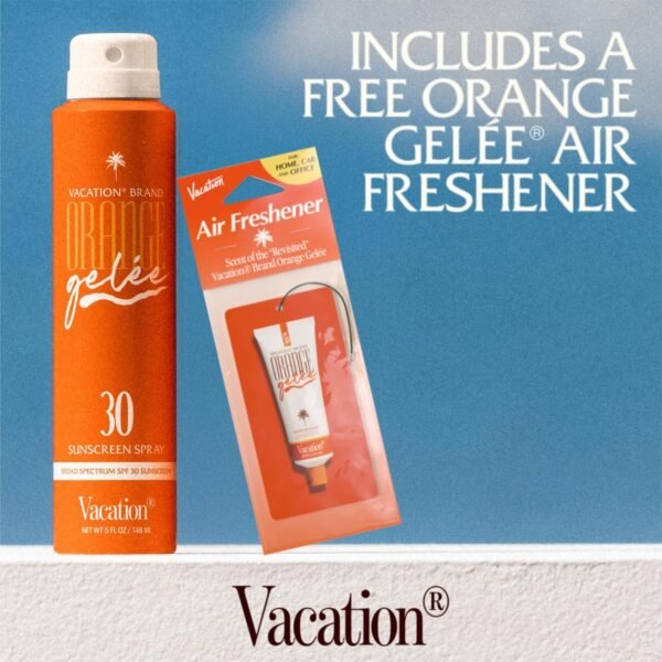 Vacation Orange Gelée SPF 30 Sunscreen Spray Oil & Air Freshener Bundle, Tanning Oil with SPF, Suntan Lotion Spray, Transparent on All Skin Tones, Dermatologist-Tested, Vegan, 5 Fl. Oz. - Image 9