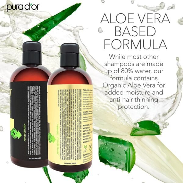 PURA D'OR Advanced Therapy Biotin Shampoo & Conditioner Hair Care Set For Hair Thinning, CLINICALLY TESTED Effective Results, Herbal Hair Thickening Products For Women & Men, 16oz x2 - Image 4
