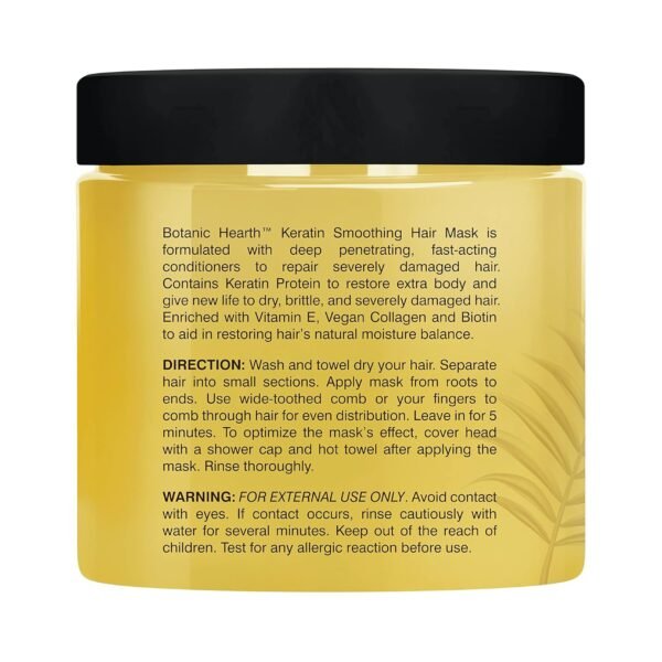 Botanic Hearth Keratin Hair Mask - Biotin, Collagen & Coconut Oil - for Dry Damaged Treated Hair - Restore, Repair, Smoothing, Conditioning & Strengthen All Hair Types - for Men & Women - 16 oz - Image 7