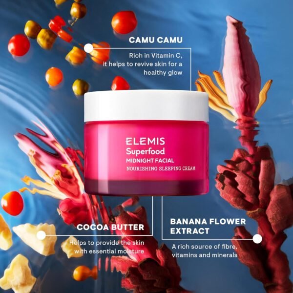 ELEMIS Superfood Midnight Facial, Moisturizer Face Cream, Hydrating Face Moisturizer for Dry Skin, Firming Facial Cream, Camu Camu & Vitamin C Cream - Image 6