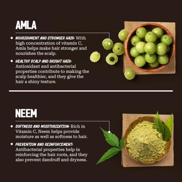 Restorative Hair Oil - Amla for Strengthening & Neem for Preventing Dryness and Dandruff - For Dry, Damaged Hair Growth - For Men & Women - 2 fl oz - Image 6