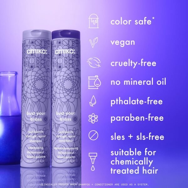 amika bust your brass cool blonde strength repair shampoo - Image 13