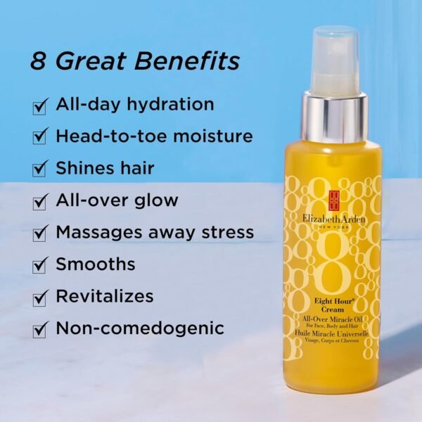 Elizabeth Arden Eight Hour Cream, All-Over Miracle Oil, For Face, Body & Hair, 3.4 Oz - Image 5