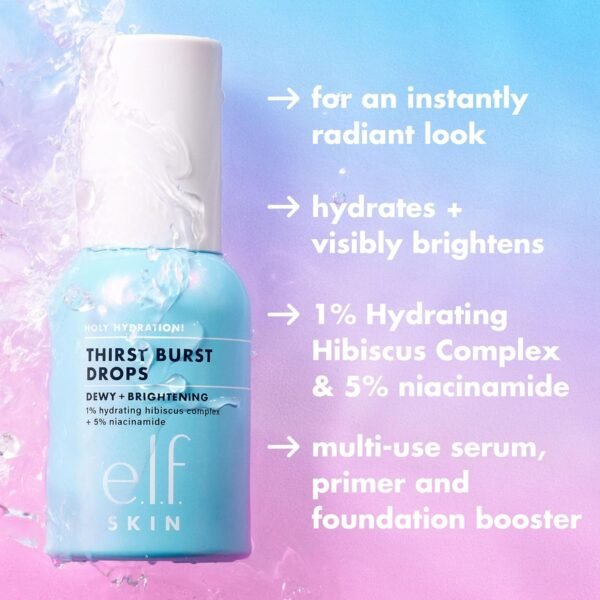 e.l.f. SKIN Holy Hydration! Thirst Burst Drops, Serum For A Radiant Complexion Instantly & Over Time, Made With Hyaluronic Acid, Vegan & Cruelty-Free - Image 4