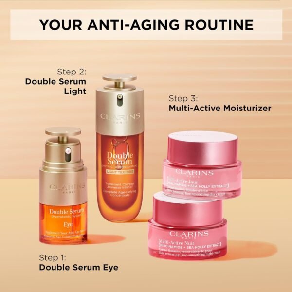 Clarins NEW Double Serum Light | Anti Aging Serum | Visibly Firms, Smoothes, Boosts Radiance and Refines Pores | 24H Hydration | Light Texture | Great for Combination to Oily Skin and Humid Climates - Image 14